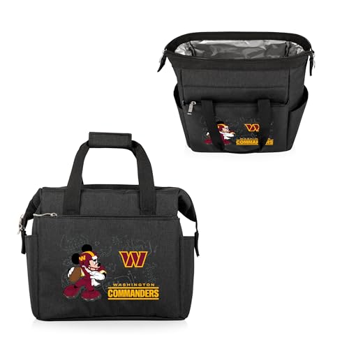 Image of PICNIC TIME NFL Mickey Mouse On The Go Lunch Bag - Soft Cooler Lunch Box - Insulated Lunch Bag, (Black)