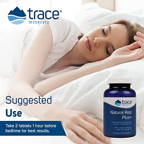 Trace Minerals | Natural Rest Plus Dietary Supplement | Night Time Relaxing Formula To Support A Restful Night's Sleep | Herbs Enymes L-Theanine Gaba | 60 Tablets, 30 Servings #TOP2