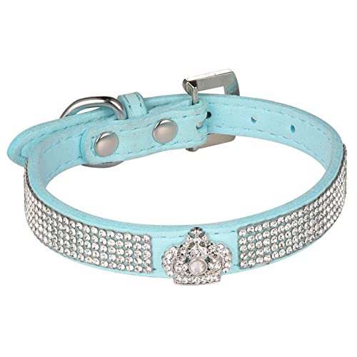 AOKSI Dog Cat Collars,Luxury Sparkly Silver Buckle and Bling Diamond with Rhinestone Crown Decoration Velvet Leather… - Image 7