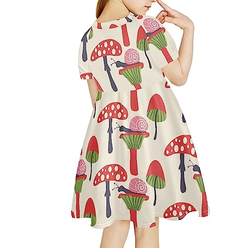 UNICEU Girl A-Line Party Flower Dress Short Sleeve Kids Girls Casual Dresses for Age 3-14 Years2