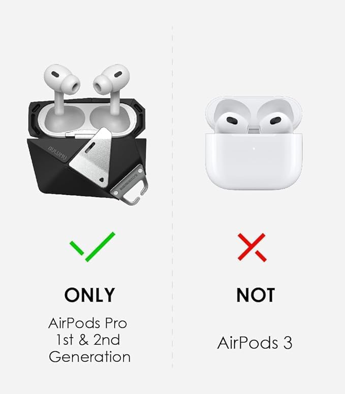 Miniatura 2 de Aulumu Funda geométrica A09 AirPods Pro 2 21 generación con bloqueo  Funda protectora con hebilla de nailon  Armadura de aleación  Compatible con