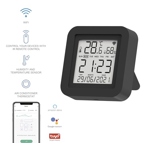 Mando a distancia universal WiFi IR Nivian con sensor de temperatura y humedad – Control inteligente mediante App Tuya, compatible con Alexa y Google Home, domótica Smart Home - imagen 2