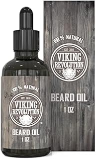 Viking Revolution Beard Oil for Men Unscented - All Natural Argan & Jojoba Oils (28g) - Softens, Smooths & Strengthens Beard Growth - Grooming Beard and Mustache Maintenance