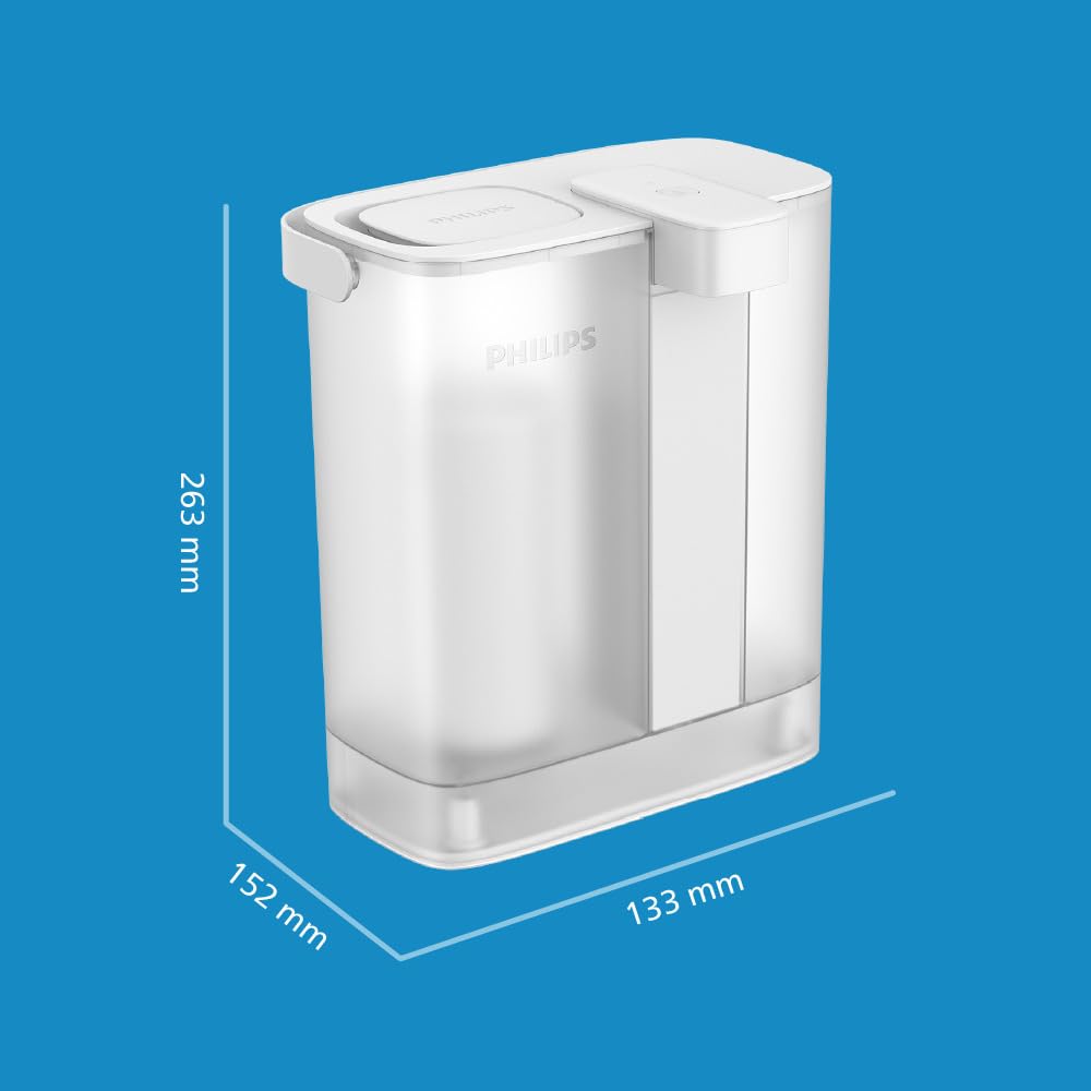 Caraffa filtrante Philips Water Instant (3 L) – Acqua pulita e dal buon gusto in pochi secondi – 3× filtro Taste+, riduce cloro e piombo, preserva i minerali