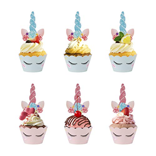 Yesaler Cake Topper Unicorn Cupcake Toppers Wrappers for Children Birthday Baby Shower Birthday Party Wedding 24 Pieces Yesaler Cake Topper Unicorn Cupcake Toppers Wrappers for Children Birthday Baby Shower Birthday Party Wedding 24 Pieces