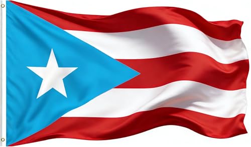 3x5 Feet Light Blue Puerto Rico Flag Tapestry Puerto Rican National Flags with 2 Brass Grommets for Indoor Outdoor Yard House Garden Decor Vivid Color Durable Polyester