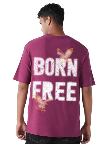 Image of Bewakoof Air 1.0 Men's Graphic Printed Oversized Fit Half Sleeve Round Neck Cotton Slub T-Shirt