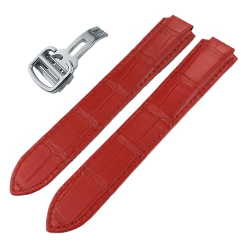 Bracelet de montre en cuir rouge pour Cartier Ballon Bleu 22mm boucle dorée
