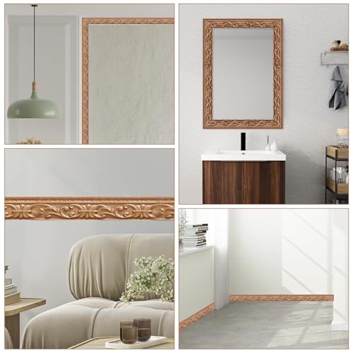 Bordüre Selbstklebend - 10m x 8cm x 5mm - 3D Stuckleisten Wand, Zierleisten Selbstklebend, Wasserdicht Wandbordüre, Leisten Selbstklebende, Roll Border Trims für Ecken Linien Decken Dekoration, Kupfer