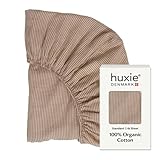 Crib Sheets – Organic Cotton Muslin Fitted Crib Sheet – Standard Size for Baby Boy and Baby Girl 28' x 52' Ultra-Soft and Breathable. (Natural Stripe)