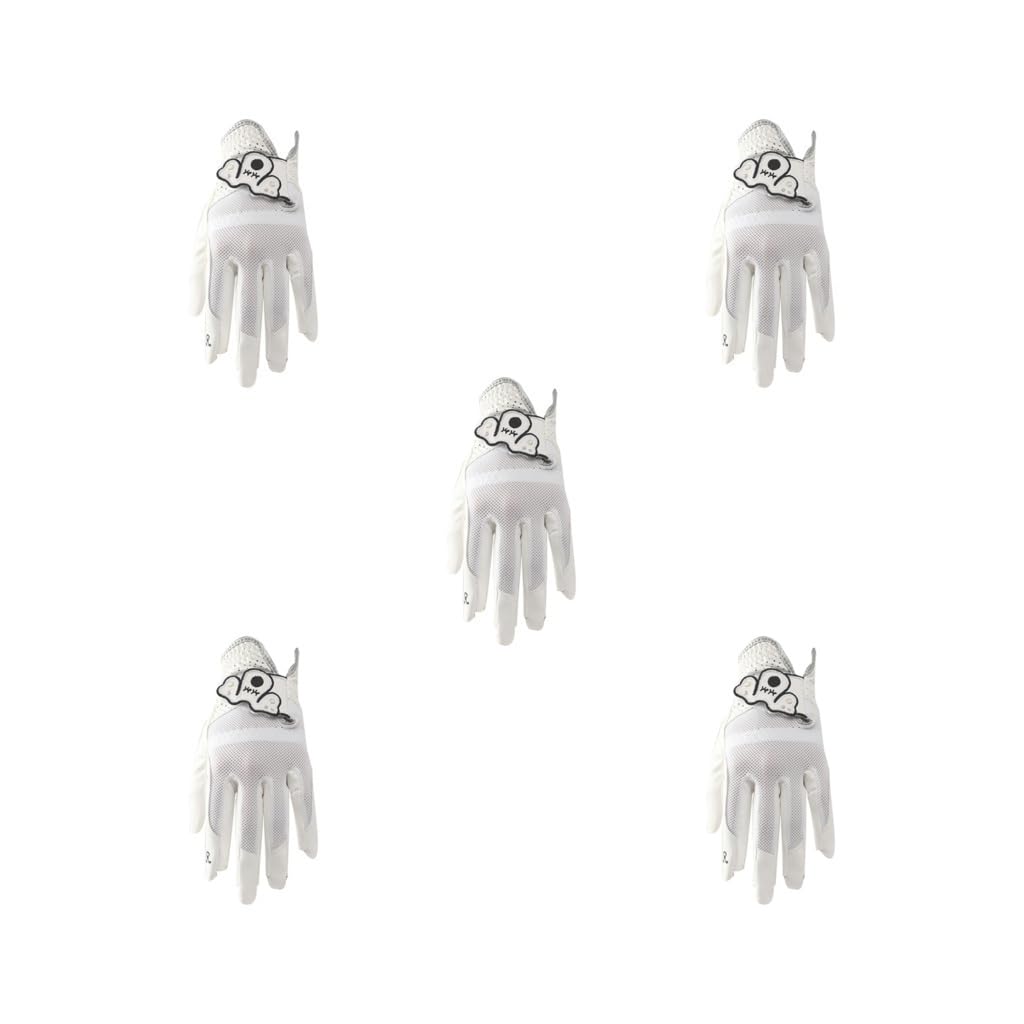 Golfhandschuh für Herren und Damen, linke Hand, Spieler, Mikrofaser, weich, bequem, 17 cm, Weiß