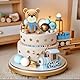 LaVenty Blau Teddybär Tortendeko Taufe Junge Tortendekoration Mädchen 1 Jahr Blau Kuchendeko Teddybär Kuchen Dekoration für Hochzeit Babyshower Geburtstag Party