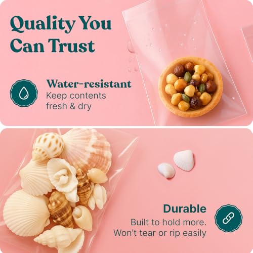 3" X 5" Self Sealing Cellophane Bags (200 Pack) - Clear Cookie Bags With Seal for Baked Goods Packaging, Cookie Wrappers, Bakery Packaging, Bake Sale, Candy, Treats, Goodies, Gifts, Party Favors