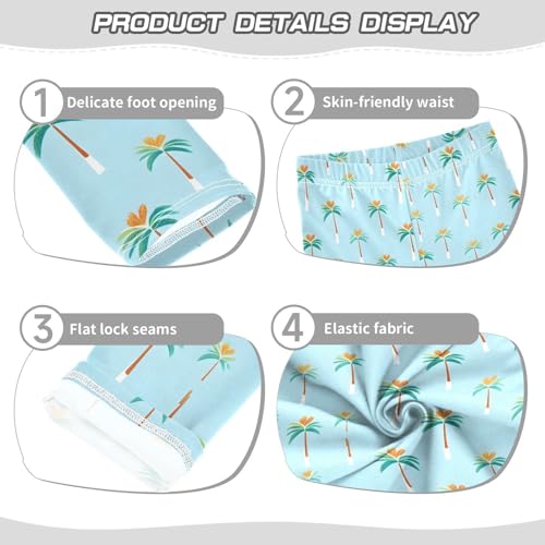 Palm Tree Heart Blue Girls Leggings Soft Stretch Workout Yoga Dance Pants for Kids Casual Tights3