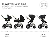 Kinderkraft MOOV 2 AIR Wózek dziecięcy 4 w 1, zestaw wózków dziecięcych, do 26 kg, z fotelikiem dziecięcym, rozmiar I-SIZE 40-75 cm, funkcja spacerówki, regulowana pozycja leżenia, Czarny