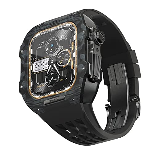 Kit modification Apple Watch carbone bracelet caoutchouc iWatch 7 6 5 SE