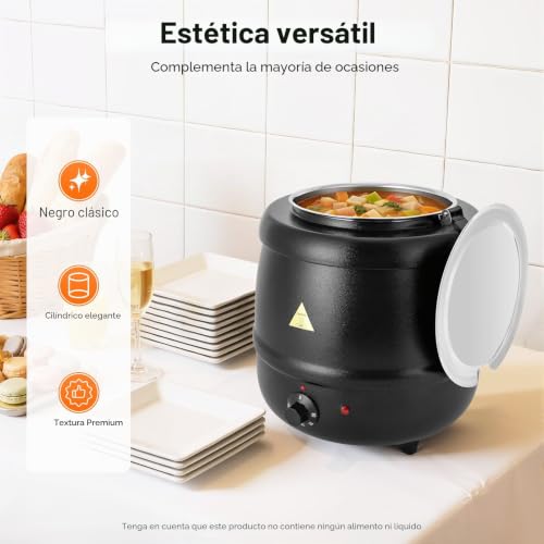 Miniatura 4 de Olla De Sopa Eléctrica De Acero Inoxidable De Gran Capacidad, Calentador De Sopa, Temperatura Ajustable, Para Cocina, Restaurante, Cafetería, Reunión Familiar