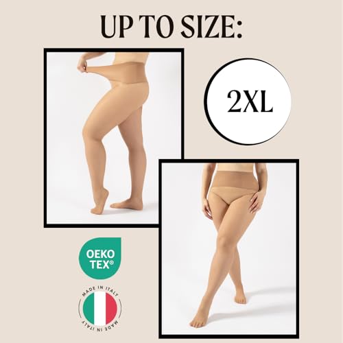 Image of CALZITALY Seamless Sheer Tights, Comfortable Waistband, 15 Denier Pantyhose Multi Colors Made in Italy