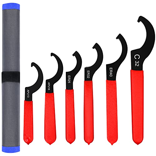 AutoWanderer Tool Universal Spanner Wrench Set 6Pcs Steel Adjustable Shock Wrench Coilover Spanner Motorcycle Coil Over Shock Adjustment Tool