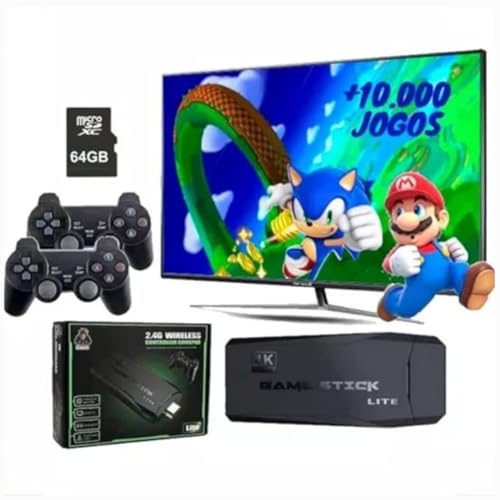 Game Stick Retrô 4K 64gb Original Versão Atualizada - 20 Mil Jogos Com 2 Controles Sem Fio - Smart V
