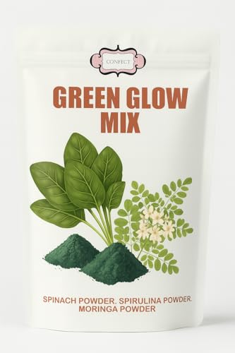 Confect Green Glow Mix – 3 x 1.76 Oz Herbal Powder Blend | Spinach, Spirulina & Moringa | For Smoothies, Detox Shots & Savory Baking | Rich in Iron, Chlorophyll & Protein – 5 Oz