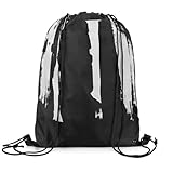 jejeloiu Mochila preta com cordão marrom escuro tamanho infantil, Branco e preto, 13x15.7inch, Mochilas Daypack