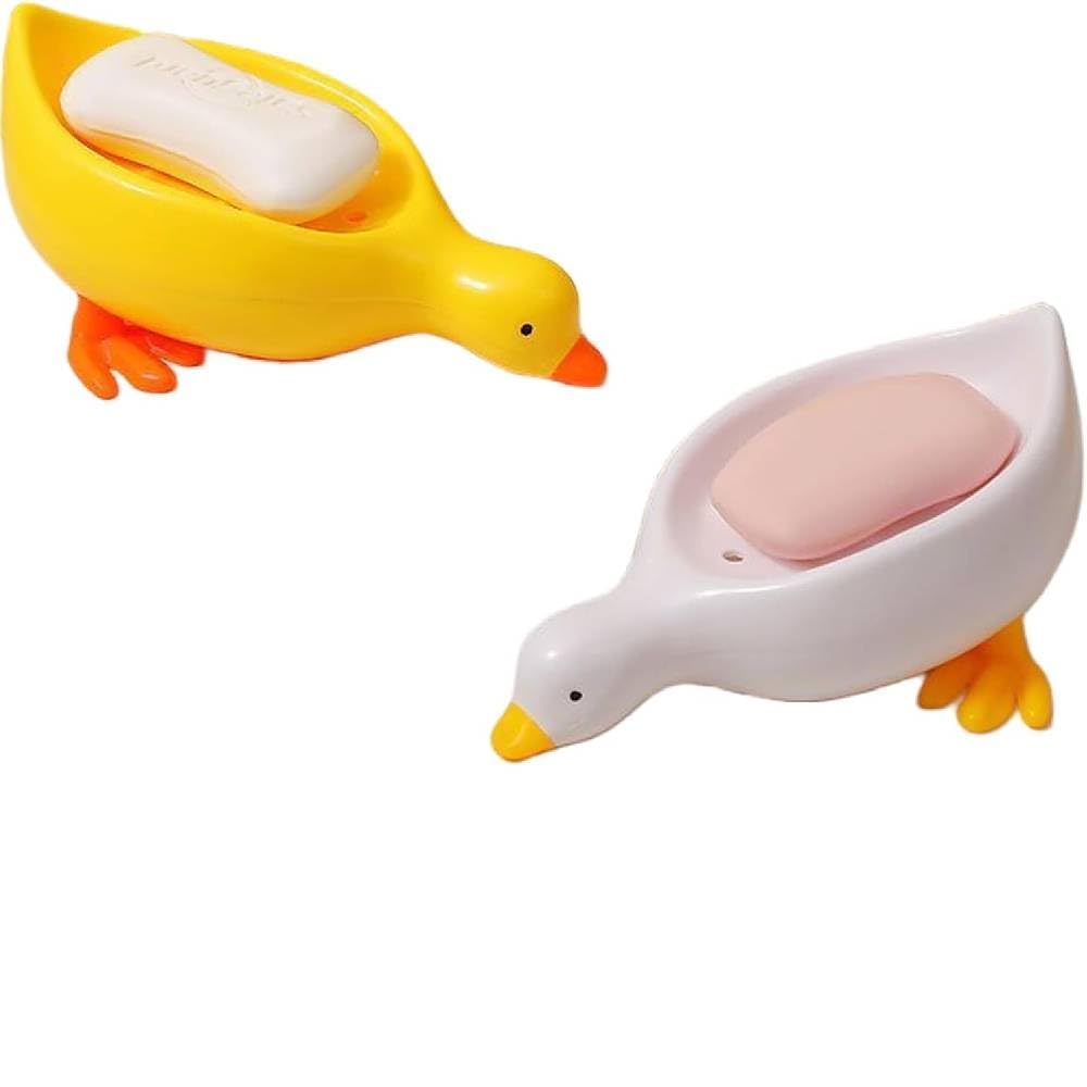 Sahji Duck-Shaped Self-Draining Soap Holder | Decorative Bathroom Soap Dish with Water Drain Design (Set of 2)-image-29