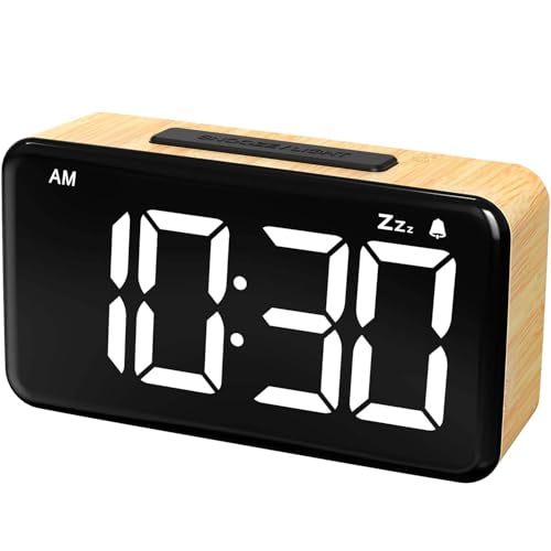 NOKLEAD Digitaler Wecker für das Schlafzimmer: 5,9 Zoll LED-Display, 9-Minuten-Schlummerfunktion, 2 Lautstärkestufen, 5 Helligkeitsstufen, 12/24 Stunden, mit Adapter, einfach zu bedienen für Erwachsen