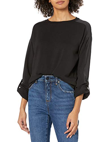 BB Dakota Junior's Dreams French Terry Top with Satin Trim, Black, Medium