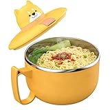 BAIFULAI Ciotola istantanea con coperchio: 1200 ml, ciotola istantanea con timer e foro di ventilazione, ciotola portatile in acciaio inox per pasta, pasta, frutta, insalata di pasta e riso