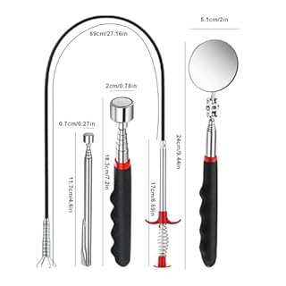 HERKINDNESS Calamita Telescopica, 4 Pezzi Pinza Raccogli Oggetti, Magnetico Calamita Telescopica Sollevatore, Flessibile e Retrattile, per Raccogliere Utensili, Riparazione, Ispezione