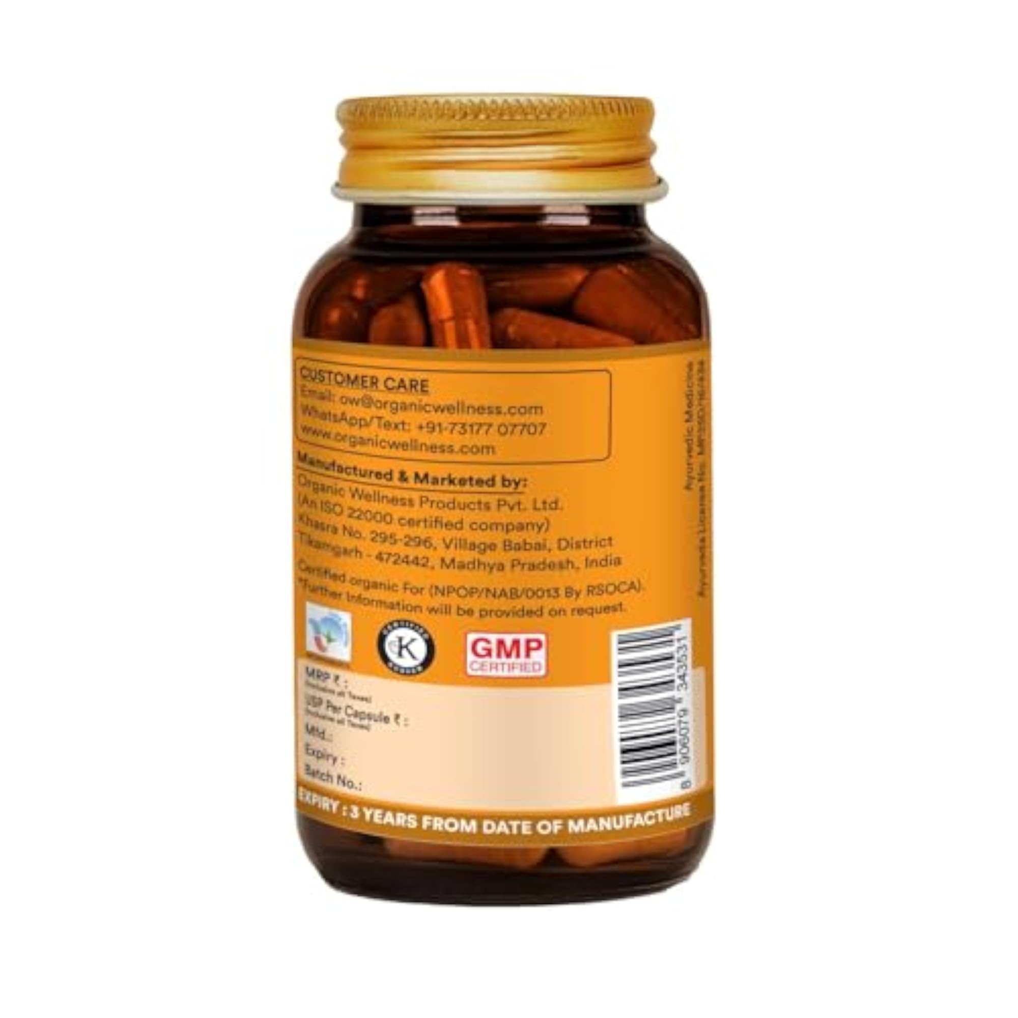 Organic Wellness Turmeric with 95% Curcumin, Anti Inflammation