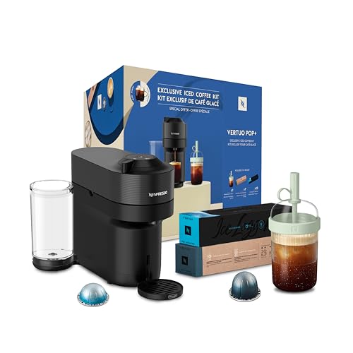 Nespresso Vertuo Pop+ Coffee and Espresso Machine by De’Longhi, Liquorice Black, Iced Coffee Pack...