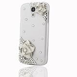 Dealgadgets 3D Bling Diamond Crystal Rhinestone Pearl Love Heart and Flower Transparent Hard Case Skin Cover for Samsung Galaxy S4 i9500 with Wristband from Dealgadgets (Transparent and white flower)