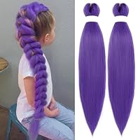 30 Inch Dark Purple Pre-Stretched Braiding Hair Extensions, 2 Pack (100 g Each) Yaki Heat-Resistant, Rumi-Inspired Cosplay for Braids & Twists