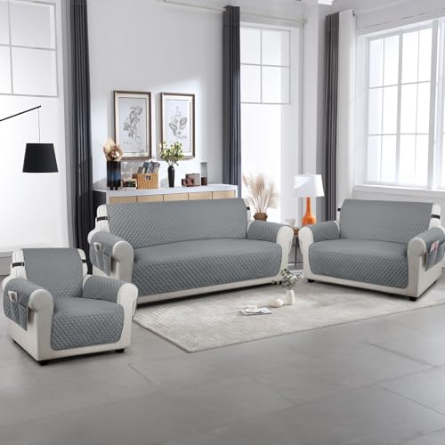 Image of TAOCOCO Sofa Covers 3 Seater,Settee Covers,Sofa Slipcovers,Pet Couch Covers,Non Slip Sofa Covers,Washable Sofa Protectors for Dogs(Dark Grey)