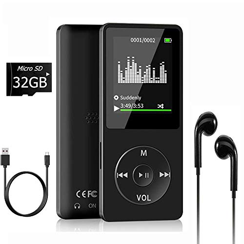 Mp3 Player with FM Radio and Voice Recorder,32GB TF Card and Supports Up