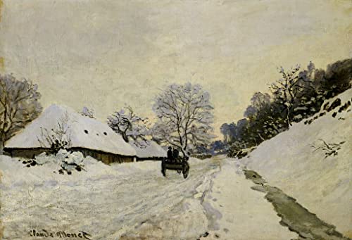 Art Monet la charrette sous la neige toile 60x90cm pour décorer un salon chaleureux