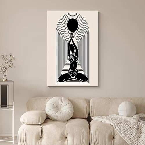 Tableau moderne style yoga AEFOUU : décoration murale salon avec lignes abstraites épurées
