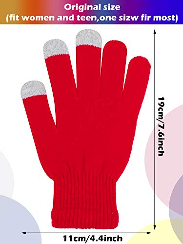 Image of Pangda 12 Pairs Winter Touch Screen Gloves for Men Women Stretch Knitted Texting Gloves Warm Windproof Solid Color Mittens