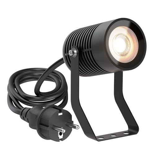 ledscom.de SHINGA faretto da giardino per esterni, IP65, spina, nero, 1x GU10 max. 15W