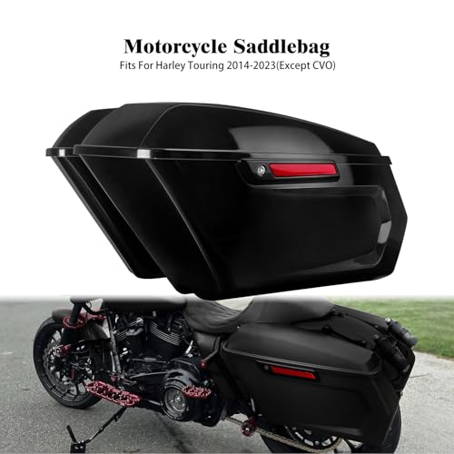 Alforjas rígidas para motocicleta, estilo 'chopped', color negro, compatibles con Harley Touring (Road King, Road Glide, Street Glide, Electra Glide) 2014-2023 (excepto CVO) miniatura 3