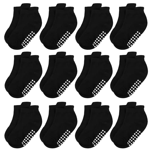 Image of jealkip Baby and Toddler Socks,Soft Cotton Non-Slip Ankle Socks for New Born,Boys and Girls