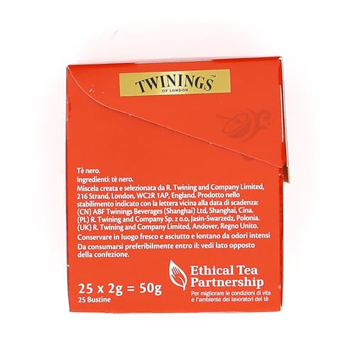Twinings English Breakfast Schwarztee 50g, 25 Teebeutel, Voller, runder und kräftiger Schwarztee aus den besten Teegärten von Sri Lanka und Indien. Black Tea 1er Pack (1 x 50 g)