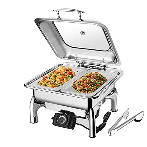 FGHFD Edelstahl Chafing Dish Speisewärmer Buffet, Chafing Dish Warmhaltebehälter Set mit Stabilem Tragrahmen und…