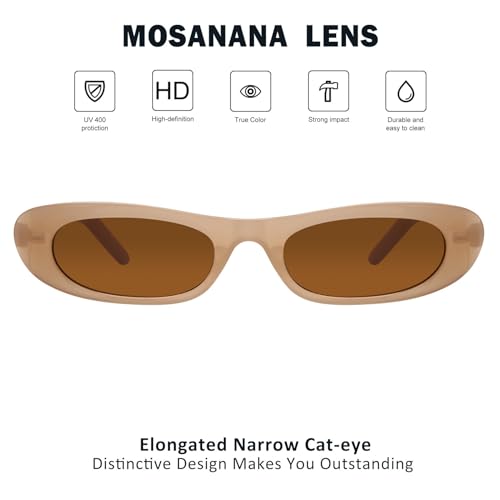 Image of mosanana Small Cat Eye Sunglasses for Women Y2k Retro Oval Narrow Cool Sun Glasses Shades MS52357