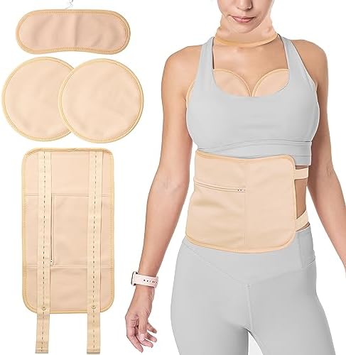 Castor Oil Pack Wrap 4 Pcs Castor Oil Pack Wrap Organic Cotton Reusable Castor Oil Packs for Body Castor Oil Pack Kit for Liver Detox for Abdomen, Neck and Chest Pads to Reduce Inflammation (Khaki)