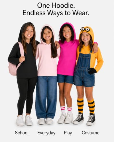 Image of Shirts for Girls Long Sleeve Crew Neck Top, Hoodie or 3 /4 Sleeve Soft Stretch Kids Lightweight Size 2-16