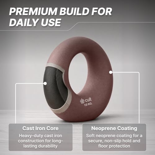 Image of Cult Moon Kettlebell 10 Kg with Neoprene Coating, Cast Iron Core, Wide Handle & Stable Base for Strength Training & Home Workouts