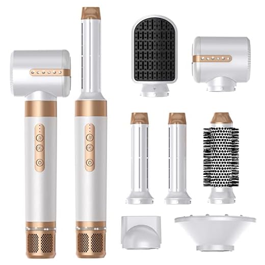 Hair Dryer, Blow Dryer Brush Set, 7 in 1 Hair Styling Tools 110000 RPM High Speed Ionic Hair Dryer with Diffuser, Left&Right Curling Wand, Round Brush, Hairdryer, Hair Straightener Brush, Nozzle
